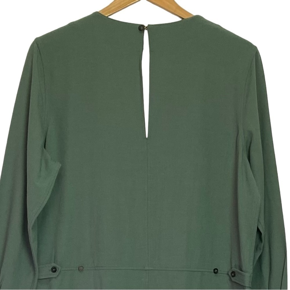 Billy Reid Long Sleeve V-Neck Jumpsuit in Forest Green - Picture 3 of 14